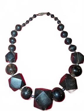 Geometric Black buffalo horn Beaded Statement Necklace
